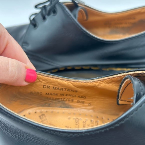 Vintage Dr Martens Oxfords M7 W8 1461 Made In England 3 eye Rare Black Leather - Picture 16 of 16